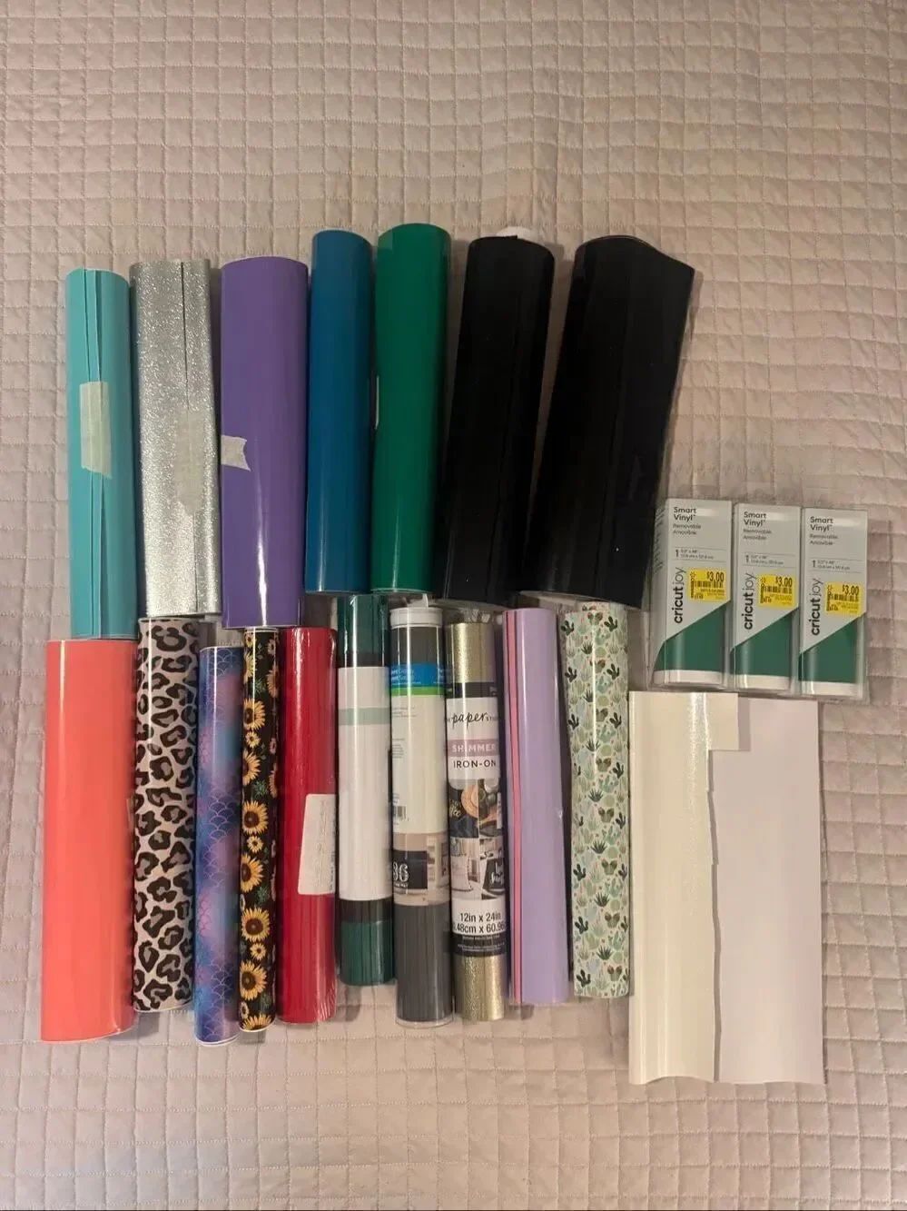 Large Craft Vinyl Bundle Cricut Iron-On Permanent Removable Assorted Colors
